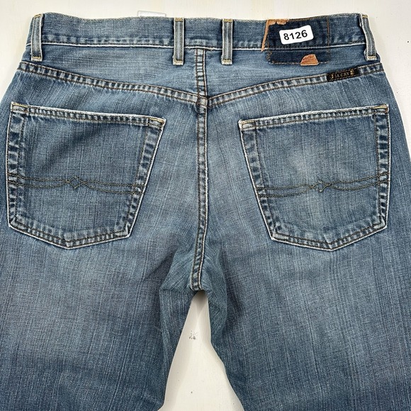 VTG Y2K Lucky Brand Slim Bootleg Jeans Men 31x32 Distressed Blue Patina Made USA - Picture 1 of 13